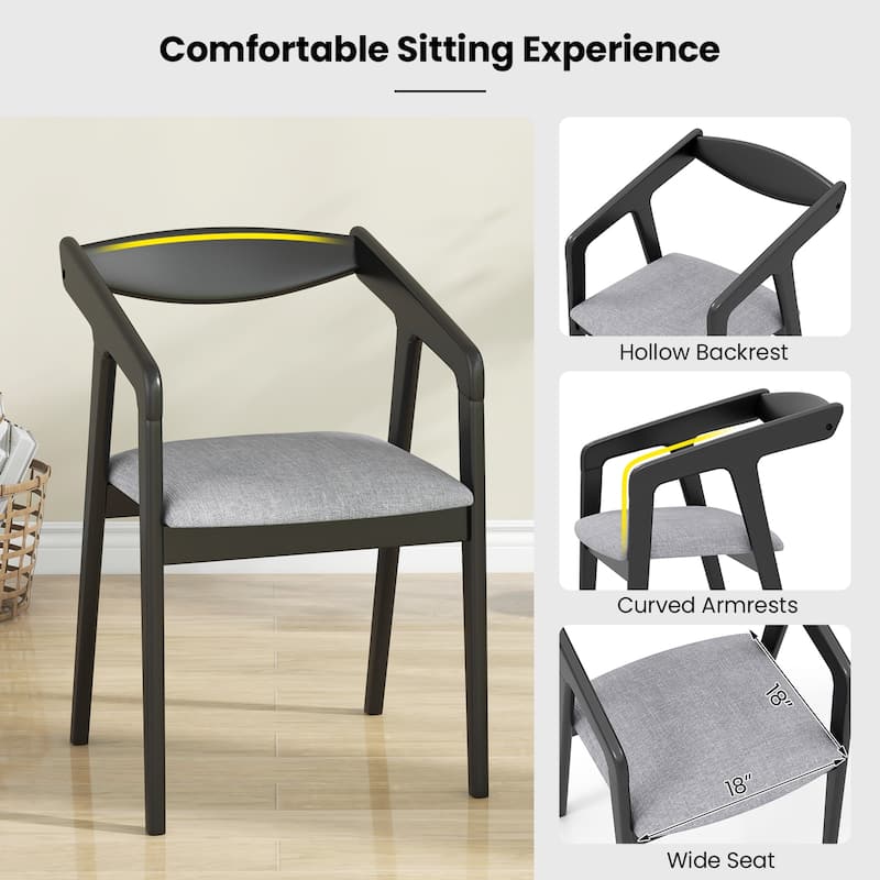 Gymax 4 PCS Wooden Dining Chair w/ Rubber Wood Frame Armrests Padded
