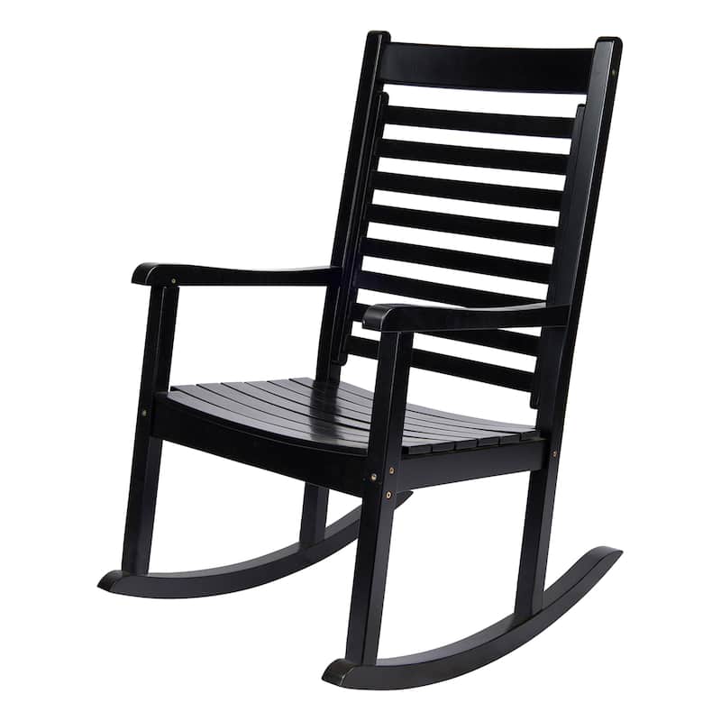 Elemental Modern Oversize Wood Outdoor Patio Rocking Chair - Black