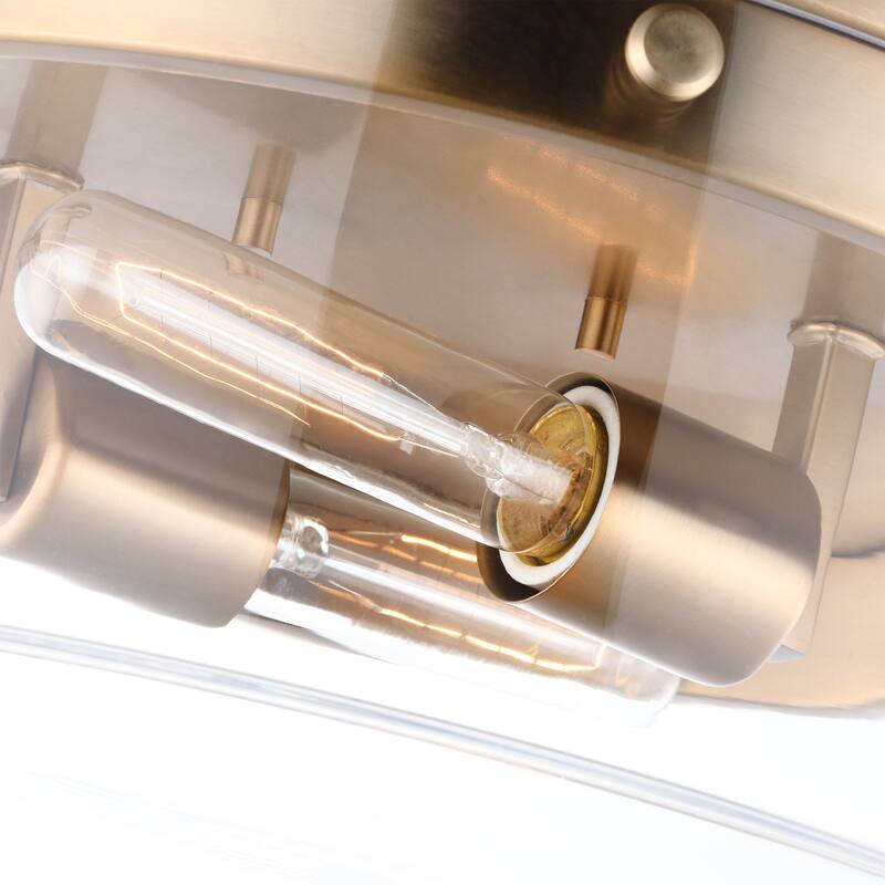 Intersection - Small Flush Mount Fixture - Burnished Brass with Clear Glass