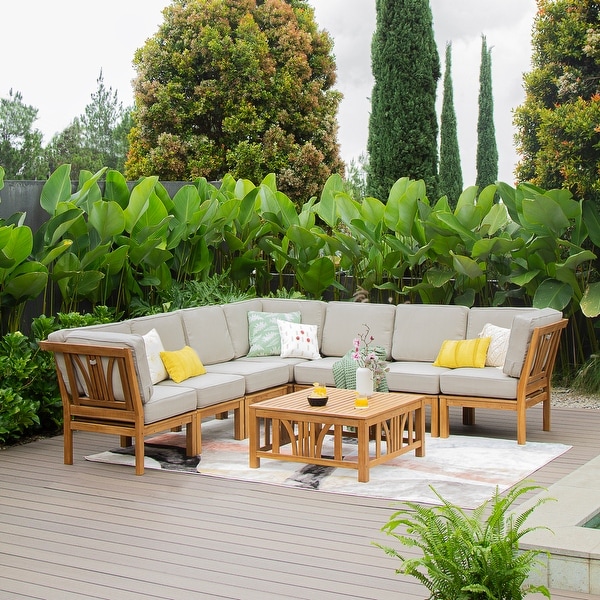 Cambridge Casual Lowell 8-piece Teak Patio Sectional Set with