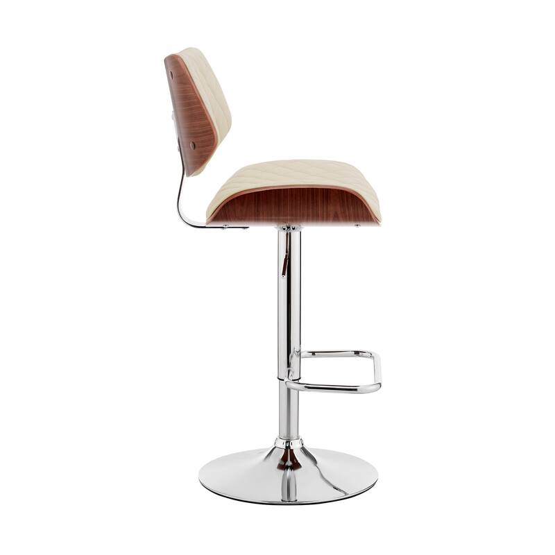 Faux Leather Adjustable Bar Stool with Swivel Seat and Chrome Matte Frame