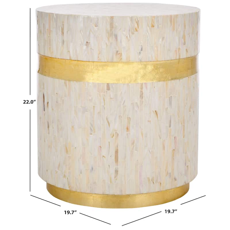 SAFAVIEH Souheir Pink Champagne/ Gold Mosaic Round Side Table - 19.7" x 19.7" x 22" - 20Wx20Dx22H