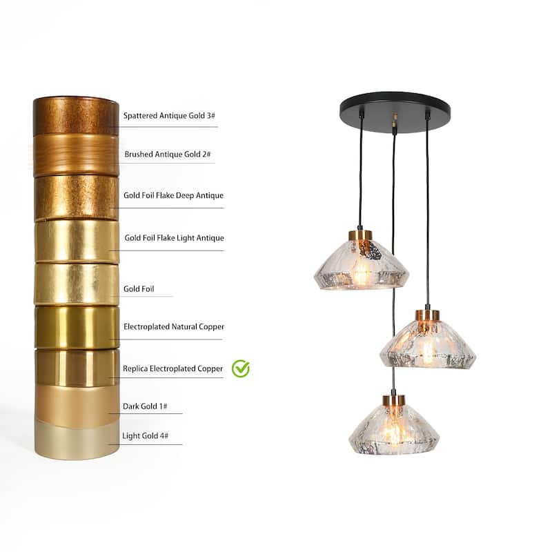 Flyn Modern 3-Light Cluster Pendant Light Glass Chandelier for Dining Room - D 17.7" x H 6.3"