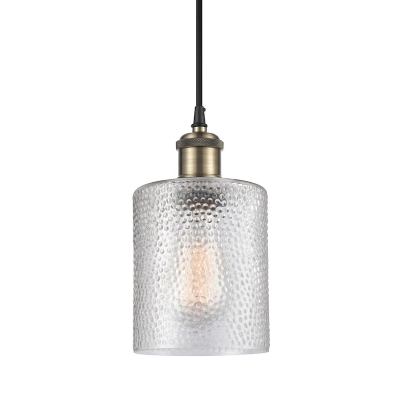 Innovations Lighting 516-1P-8-5 Cobbleskill Pendant Cobbleskill 5" - Clear / Black Antique Brass
