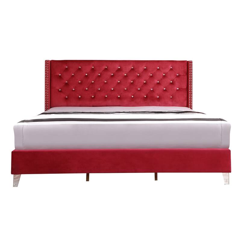 Julie Tufted Upholstered Low Profile King Panel Bed