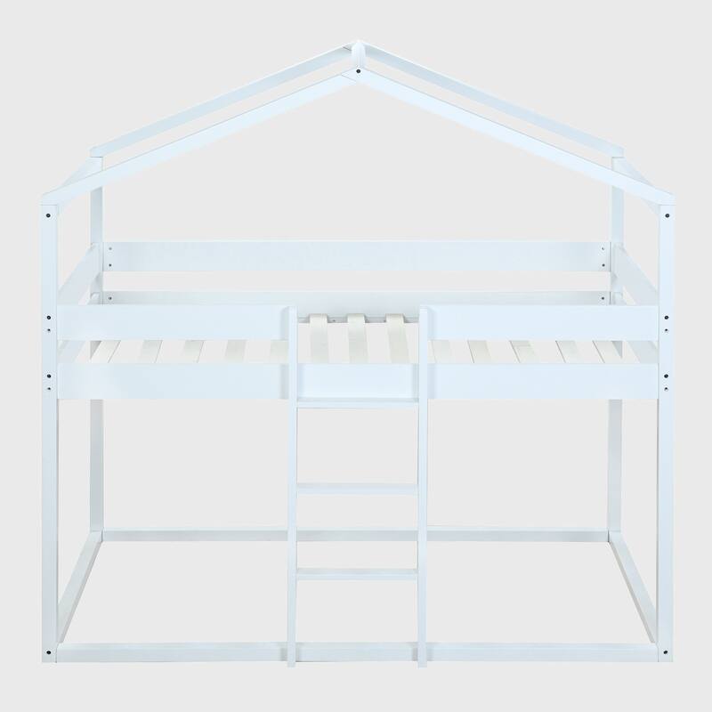 Twin Over Twin Bunk Bed Wood Bed with Tent