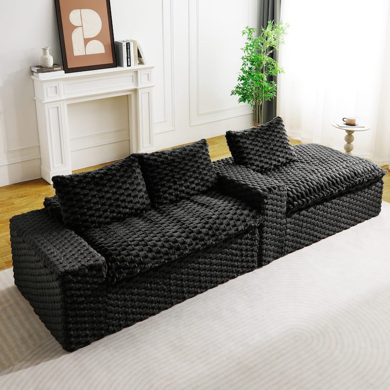 L-Shaped Sleeper Sectional Sofa Convertible Straight Sofa, Loveseat and Chaise Lounge Set for Living Room