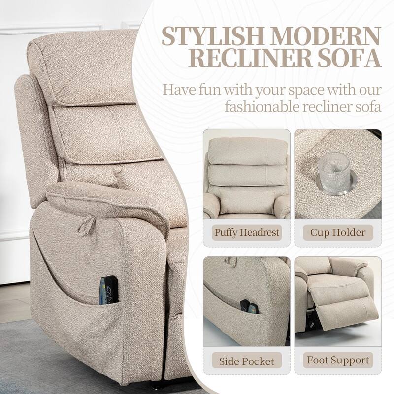 Deluxe Version Dual Motors Power Lift Recliner,Lay Flat 74.8 " Length,100% Polyester,Message/Heat,Eazy Assemble