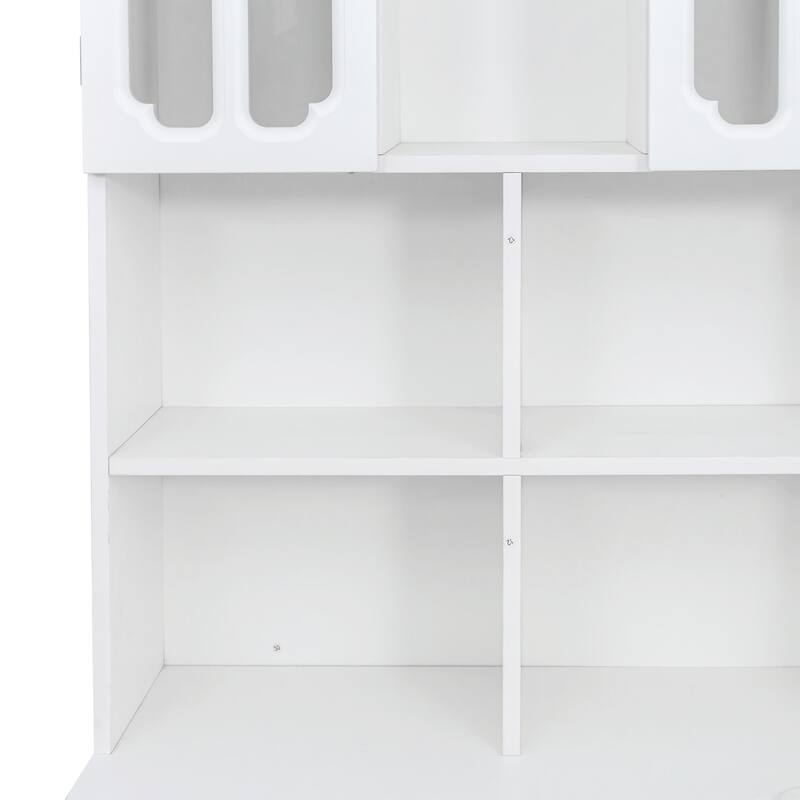 L-Shaped Corner Computer Desk for Home Office or Study desk, Study Modern Style Table with Drawers, Bookshelf & Hutch