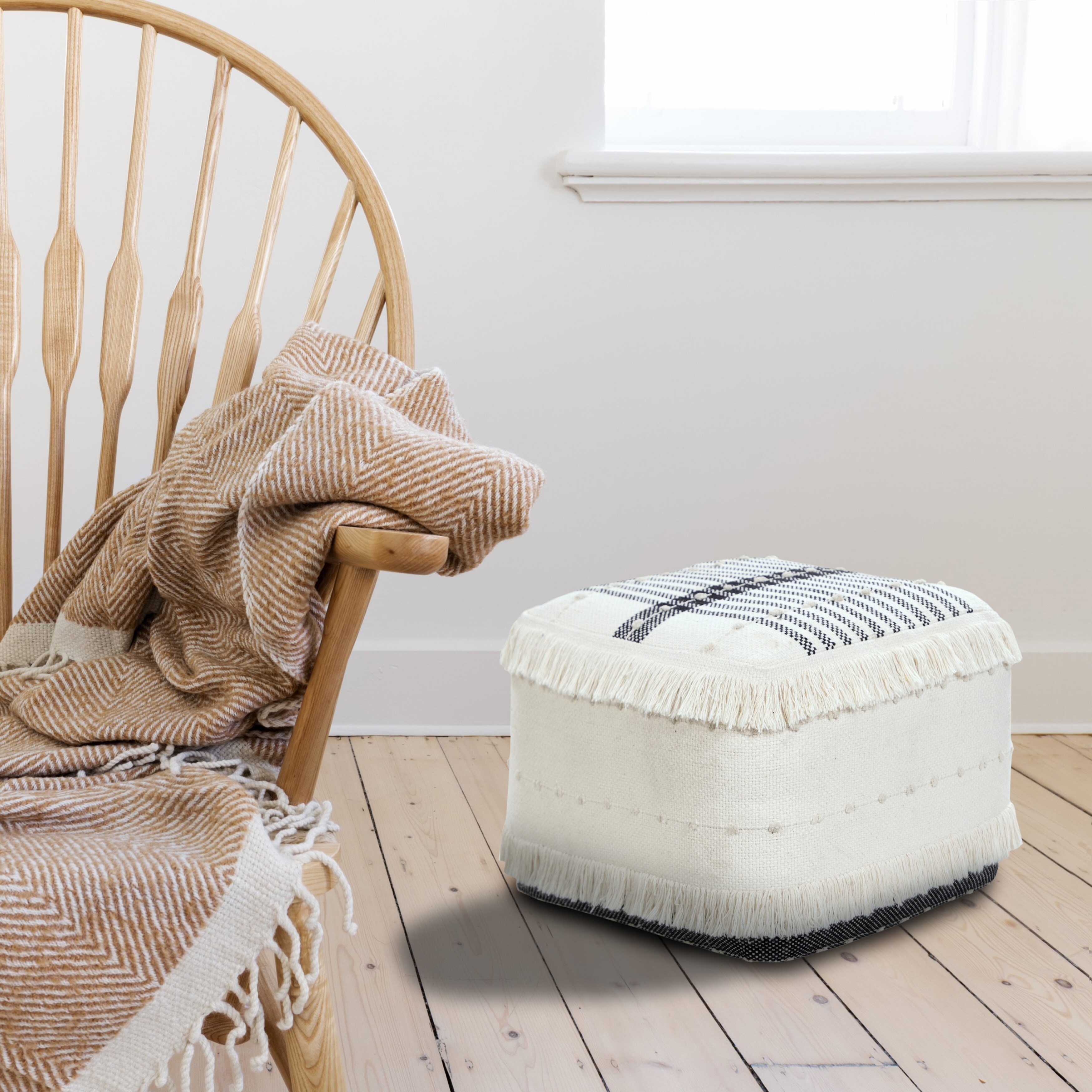 Farmhouse pouf sales ottoman