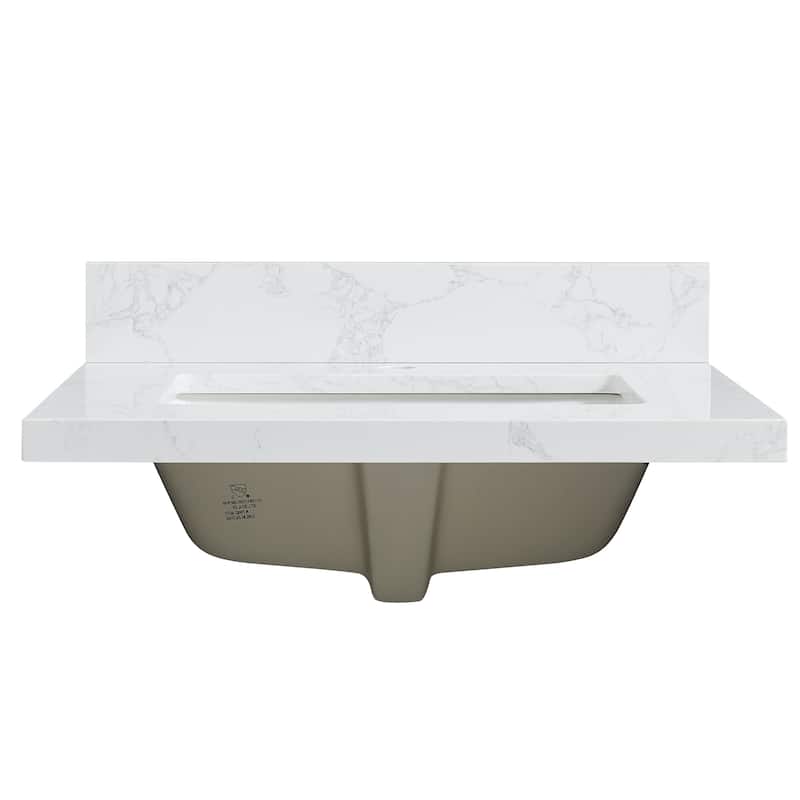 Malaga Composite Stone Vanity Top with White Rectangular Sink