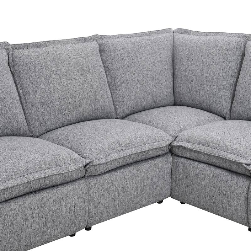 89.76'' L-Shaped 5-Seat Sectional Sofa with Power Recliner Chair, USB Charging, and Plush Home Theater Seating