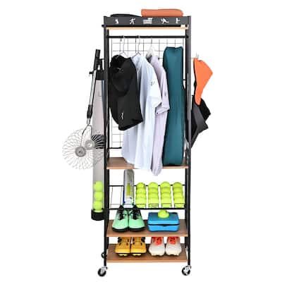 Sport Equipment Storage Rack, Home Organizer with Wheels