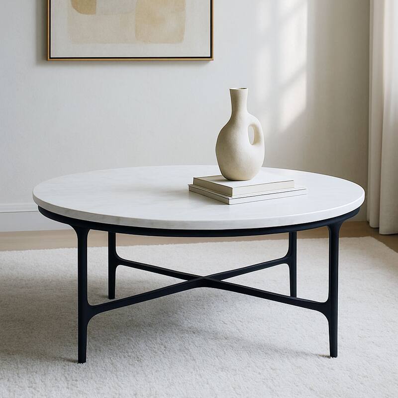 Emryn Marble Round Coffee Table - 37" x 37" x 15"