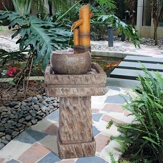 Design Toscano Bamboo Wellspring Pedestal Garden Fountain