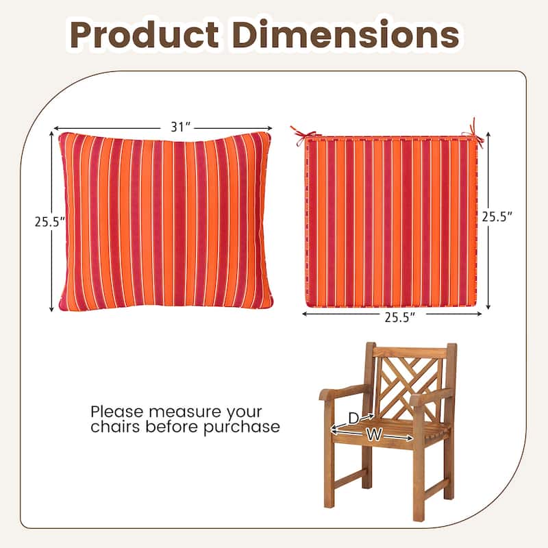 Gymax Deep Seat Chair Cushion Pads Set Indoor/Outdoor w/ Rope Belts