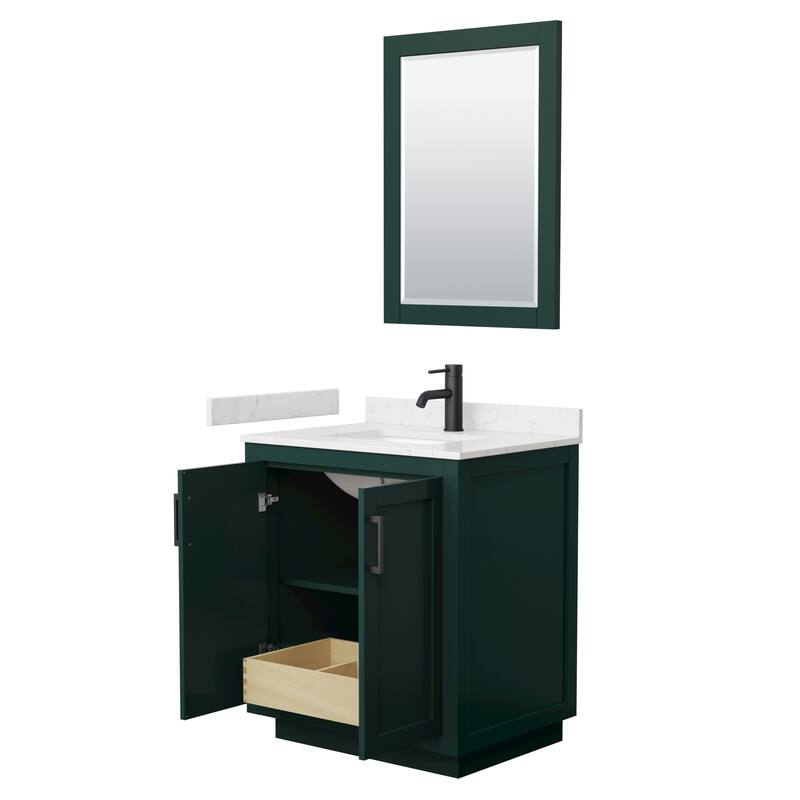 Miranda Single Vanity Set, Cultured Marble Top, 24-Inch Mirror