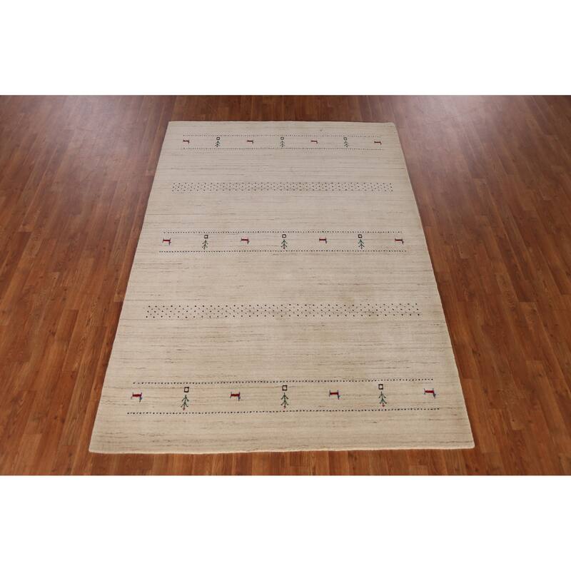 Gabbeh Indian Area Rug Handmade Contemporary Wool Carpet - 5'6" x 7'10"
