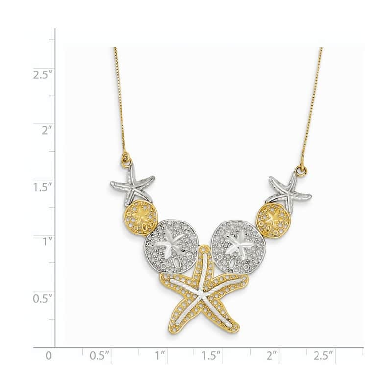 Curata 14k Yellow Gold Textured Sea Life Necklace (26mm x 45mm), 18"