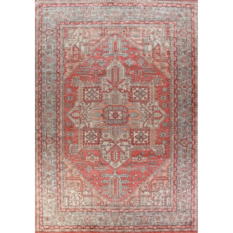 Vegetable Dye Heriz Serapi Oriental Large Rug Handmade Wool Carpet - 10'2"x 14'1"
