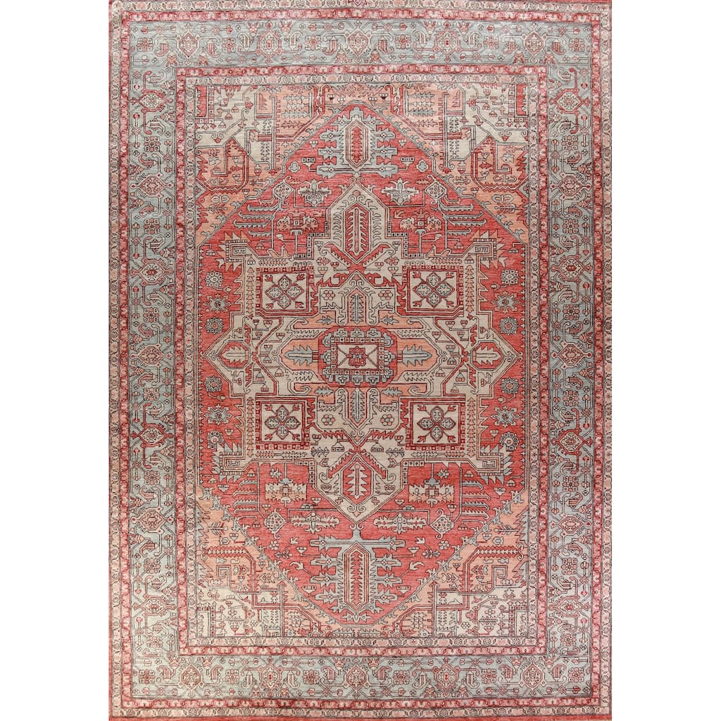 Vegetable Dye Heriz Serapi Oriental Large Rug Handmade Wool Carpet - 10'2"x 14'1"