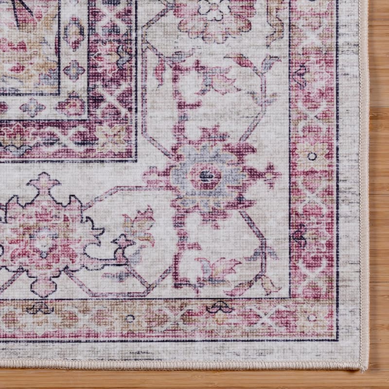 Gertmenian Crystal Print Washable Digital Printed Flat Pile Polyester Slip Resistant Area Rug Collection