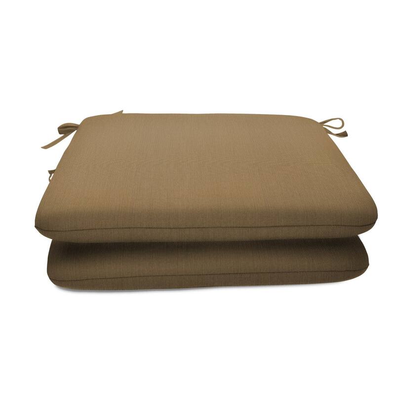 Sunbrella Solid fabric 2 pack 18 in. Square seat pad with 21 options - 18"W x 18"D x 2.5"H - Spectrum Caribou