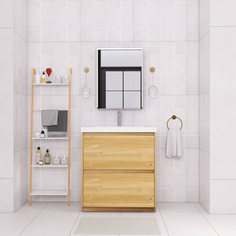 Floating Bathroom Vanity with Integrated Resin Top