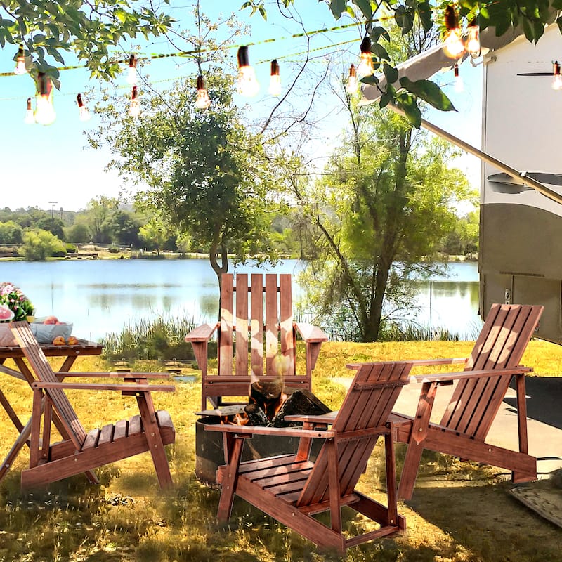 Westport Outdoor Patio Modern Acacia Wood Adirondack Chair, by JONATHAN Y