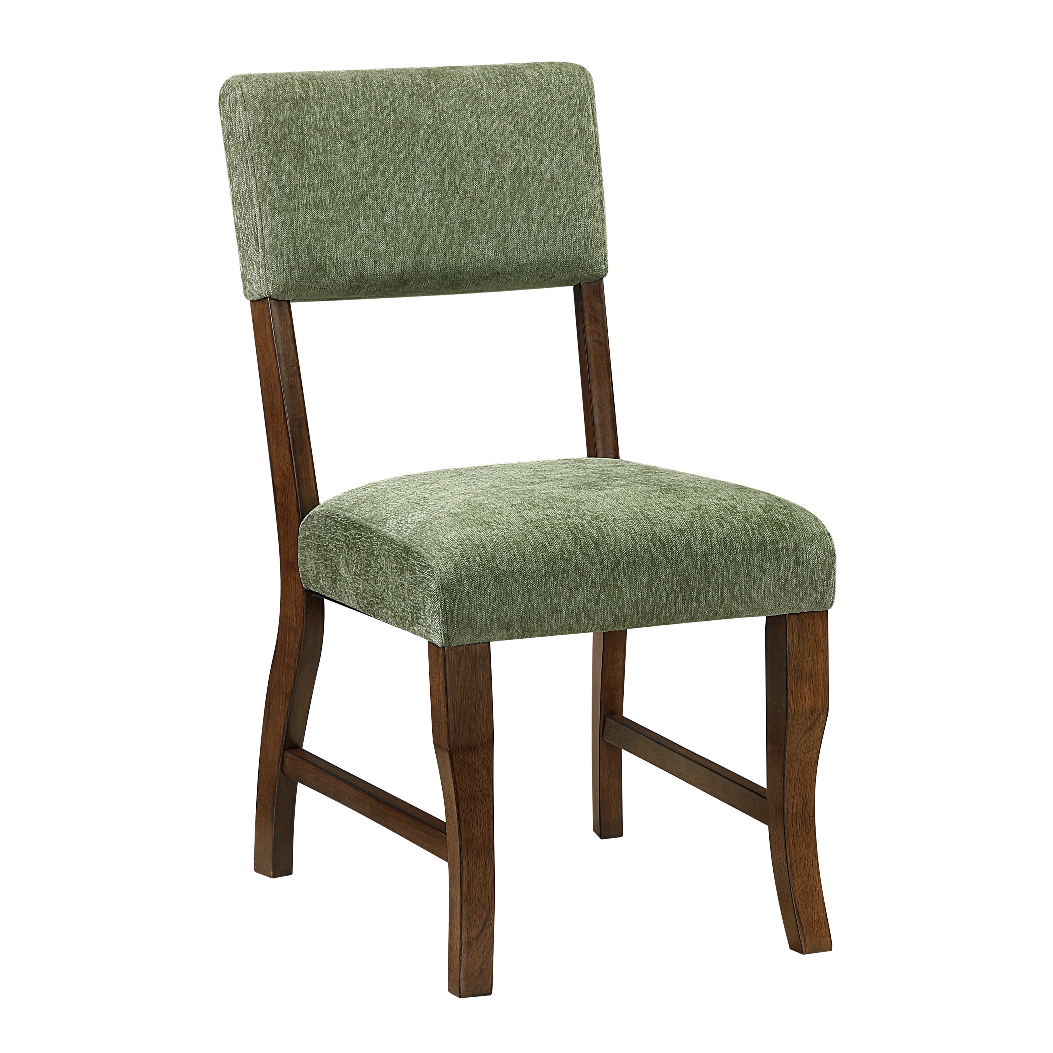 Contemporary Dining Side Chairs Set of 2 Chenille Fabric Upholstered Comfort Seat Back Wooden Furniture