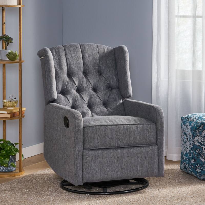 Roomfitters Classic Design, Manual Recliner Chair with 360-Degree Swivel, Relaxing Lounge Chair for Living Room