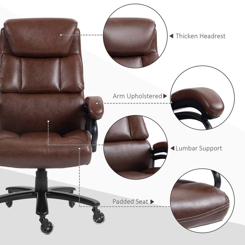 PU Leather Office Chair for Big and Tall - 400 lb Capacity, Extra Wide Seating, Pocket Spring System, Height Adjustable