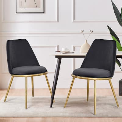 Velvet Upholstered Dining Chairs with Metal Legs, Set of 2/4 - 18.5" W x 21.46" D x 32.28" H