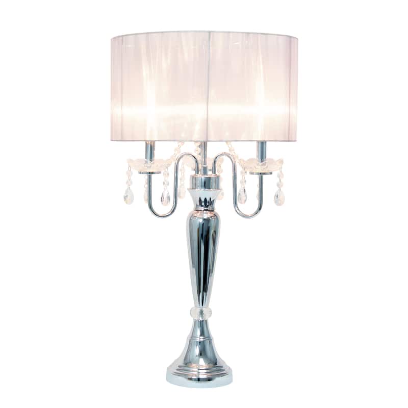 Lalia Home 31" Chrome Cascading Crystal Table Lamp - 31