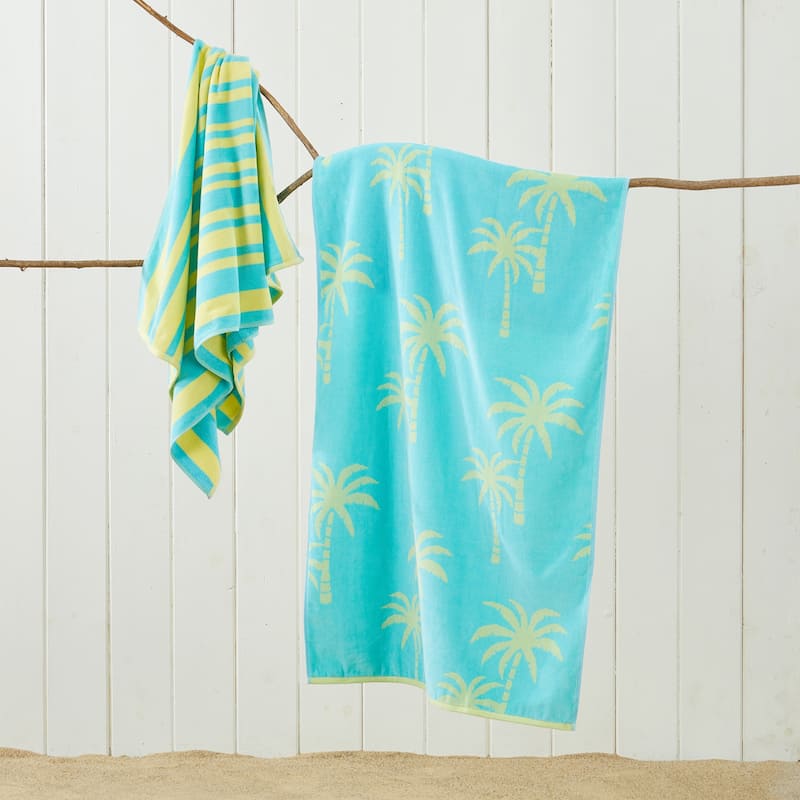 Linery & Co. 100% Cotton Jacquard 2 Pack Summer Beach Towels