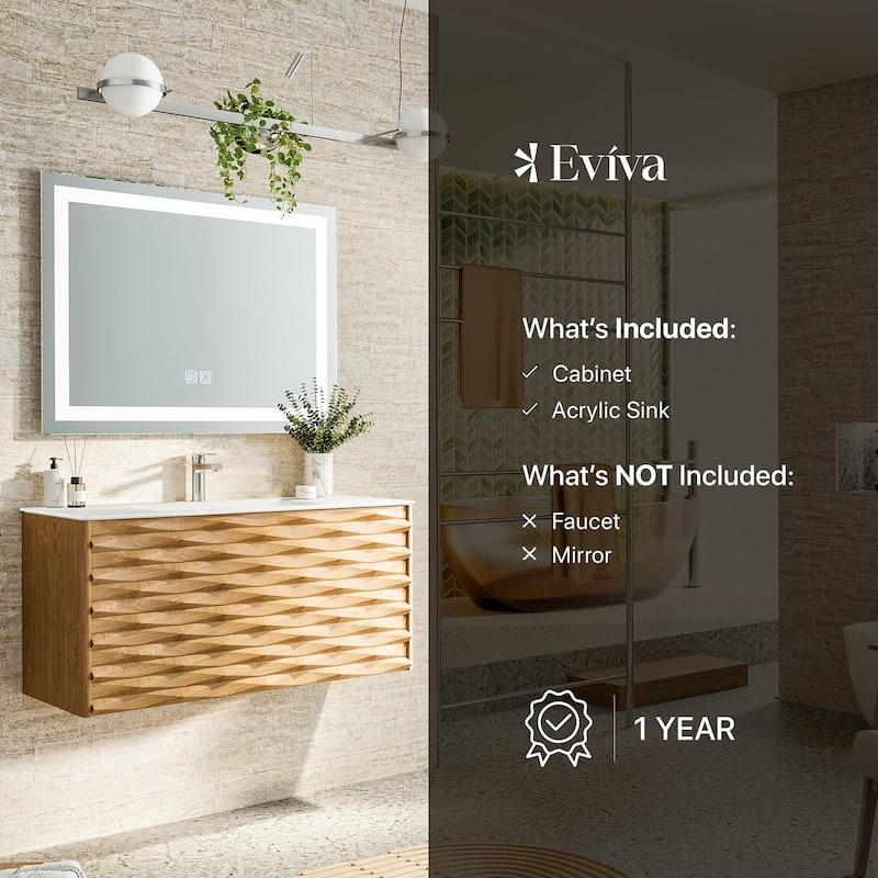 Eviva Oahu 32"W Oak Vanity with Solid Surface Integrated Sink