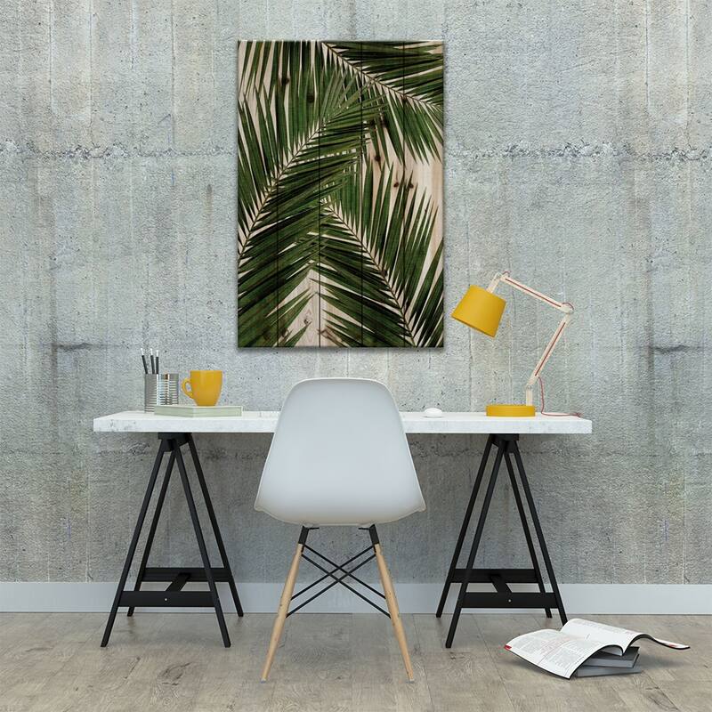 Palm Leaf III Print On Wood by Orara Studio - Multi-Color
