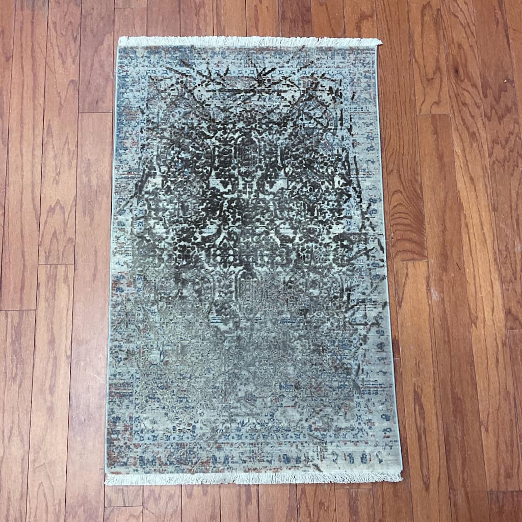HERAT ORIENTAL Turkish Modern Erased Design Wool & Silk Rug - 2' x 2'11"
