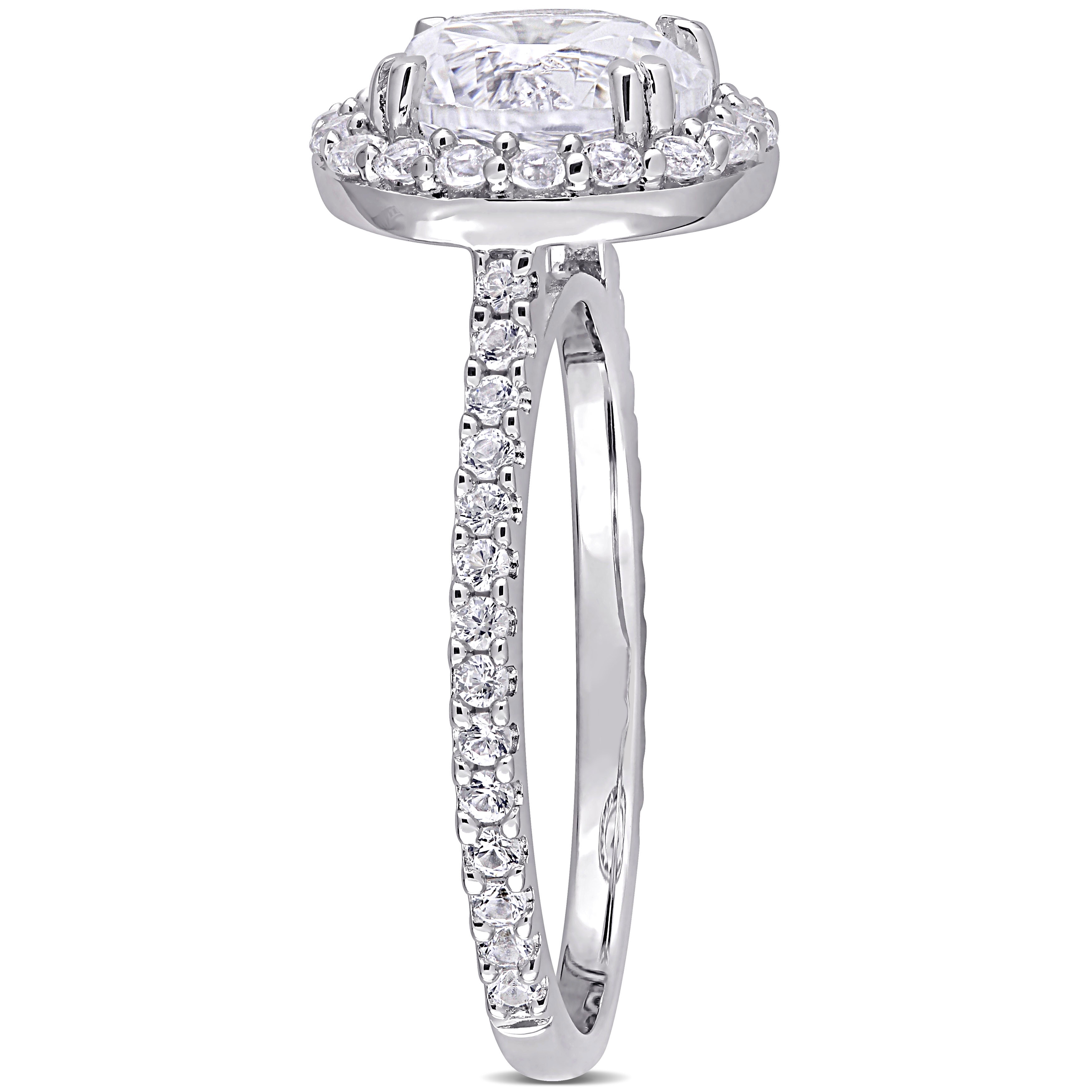 Shop Miadora Sterling Silver 3ct Tgw Created White Sapphire Halo