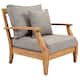 SAFAVIEH Couture Freida Wood Patio Arm Chair - 31.4" W x 35.6" L x 32.6" H - 31"W x 36"D x 33"H