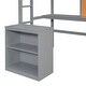 preview thumbnail 9 of 7, Gray Pine Wood Loft Bed with Desk and Cabinet, Writing Board, Full-Length Guardrail