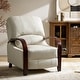 preview thumbnail 17 of 17, Alex Mid-century Modern Genuine Leather Manual Recliner with Wooden Curved Arms