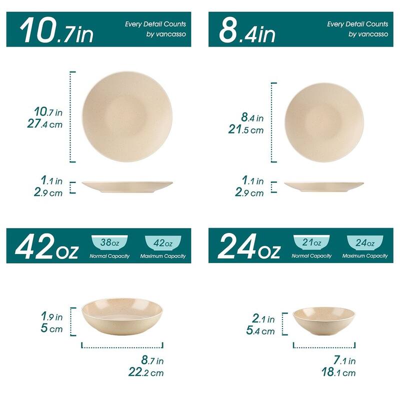 vancasso SABINE Stoneware Speckled Glaze Dinnerware Set