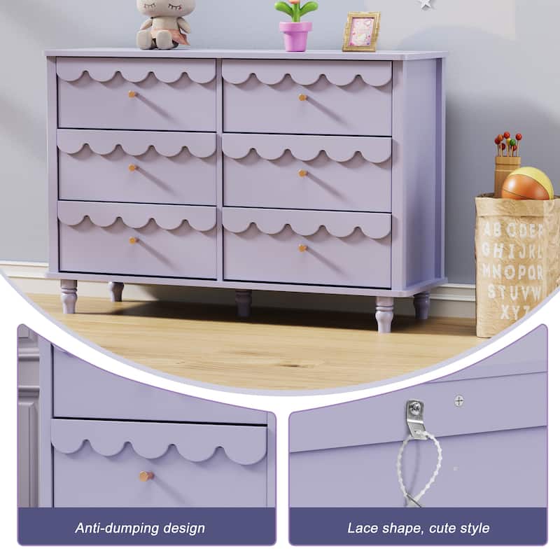 Whimsical Cloud Dresser with 6 Drawers Cute Kids Bedroom Storage