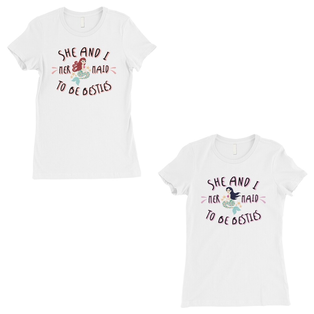 Shop Mermaid To Be Besties Cute Bff Matching Shirts Womens White T