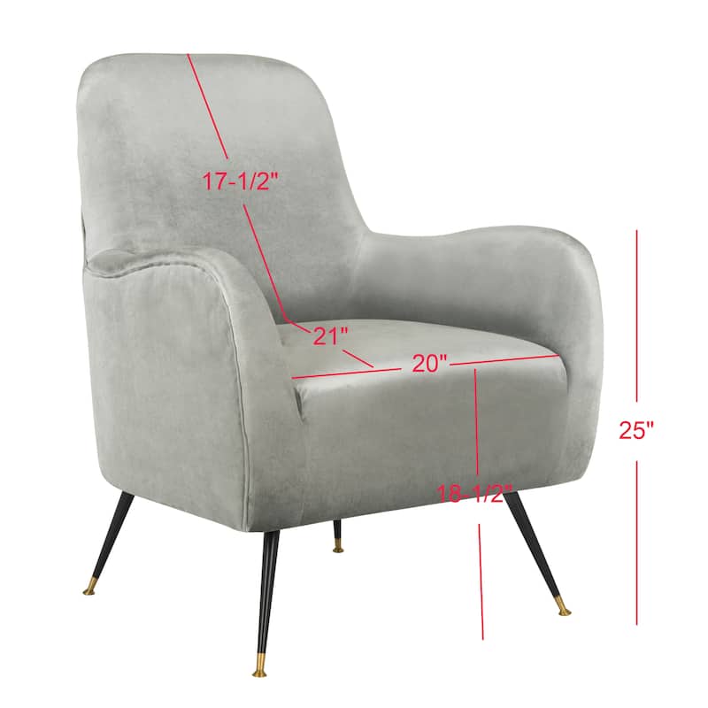 SAFAVIEH Nyla Mid-Century Modern Retro Velvet Light Grey Club Chair - 28" x 29.5" x 36" - 28Wx30Dx36H