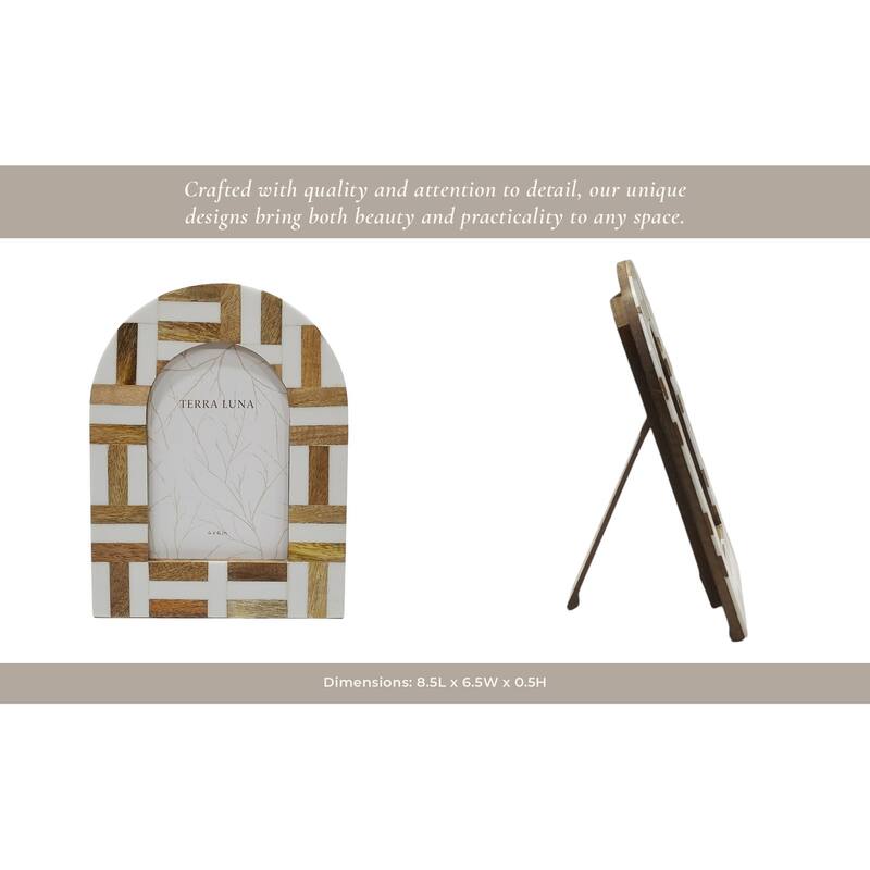 Resin Wood Picture Frame Arch Design Home Office Decor - 4x6" Ivory