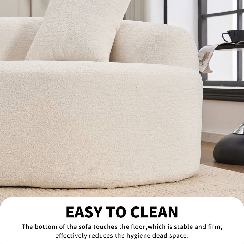 Chenille Floor Standing Curved Sectional Sofa Modular Lounge Sleeper Couch Full Compression Sponge Sofa with Pillows