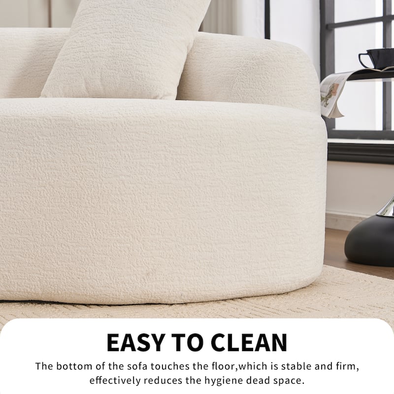 Full Compression Sponge Chenille Curved Sleeper Sofa Couch with 4 Pillows