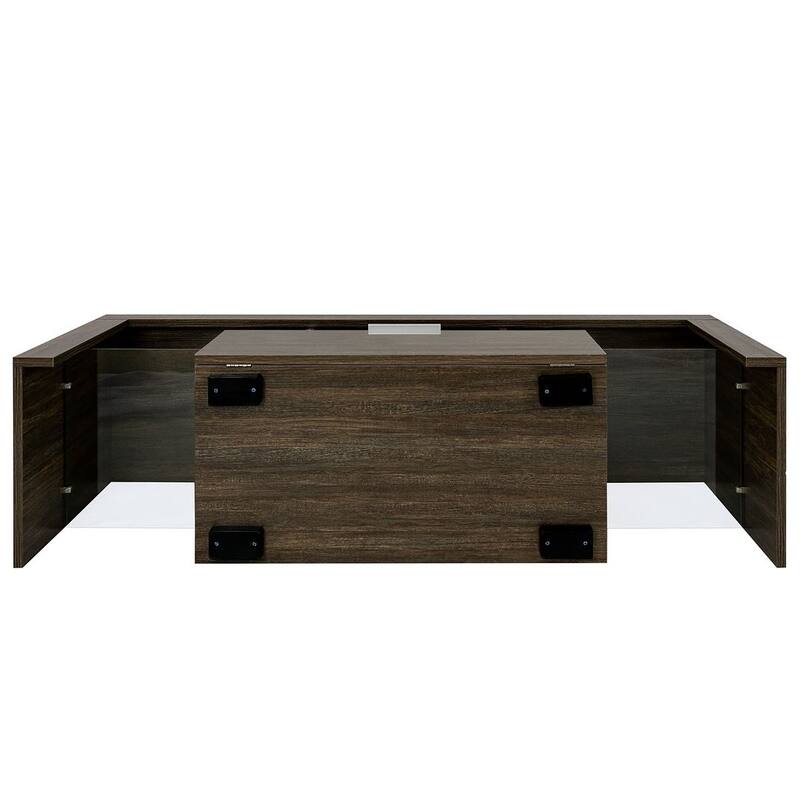 Brown & White TV Stand with LED Lights